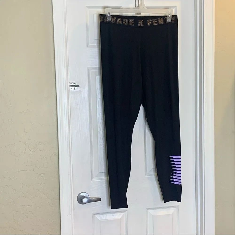 Savage X‎ Fenty Black Purple Logo High Rise Legging Size 2X - Picture 4 of 12